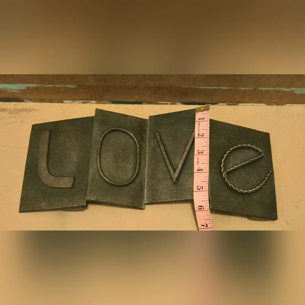 Industrial Metal "LOVE" Wall Decor Sign – Rustic Farmhouse 3D Relief Art - Picture 4 of 8